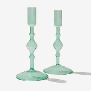 Poketo Glass Candlestick Holder Set of 2 - Light Green -
Brand New in Box!